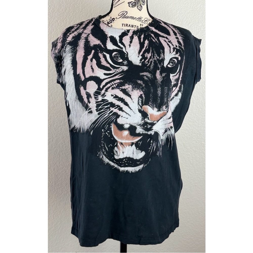 All Saints Tiger Graphic Print Muscle Tee, size Smsll